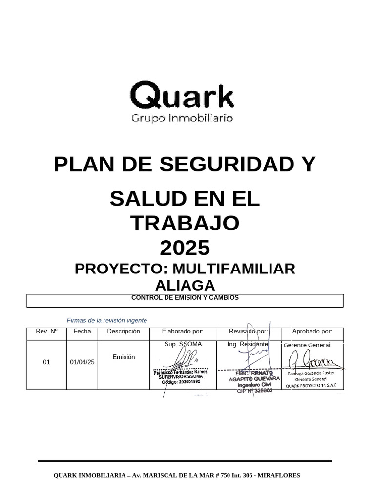 Plan de Seguridad y Salud en El Trabajo 2025 | PDF | Seguridad y salud ...