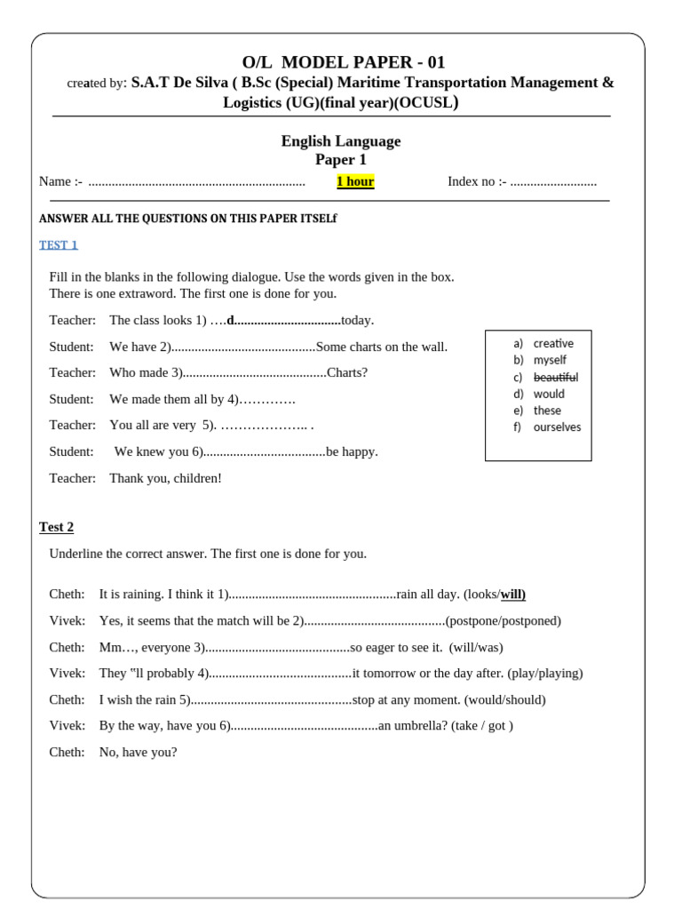 Model Paper 1 | PDF | Archery