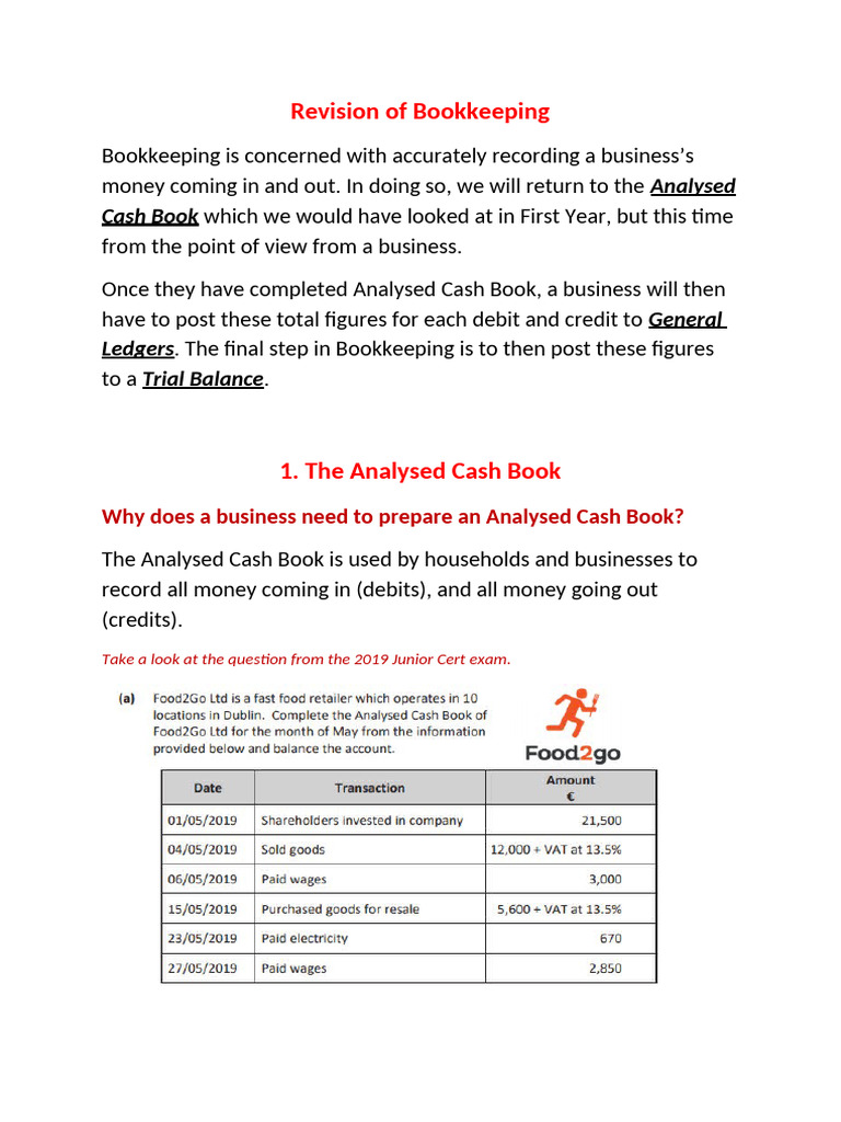Bookkeeping 1 | PDF | Debits And Credits | Bookkeeping