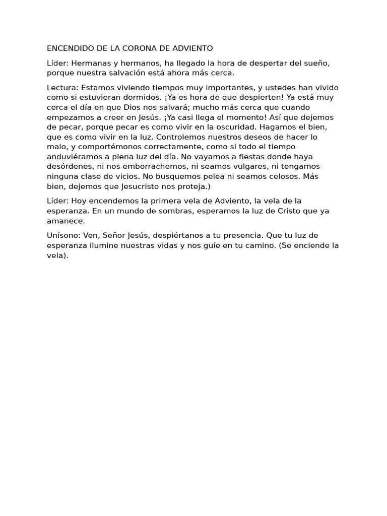 Encendido de la Vela de Esperanza en Adviento | PDF