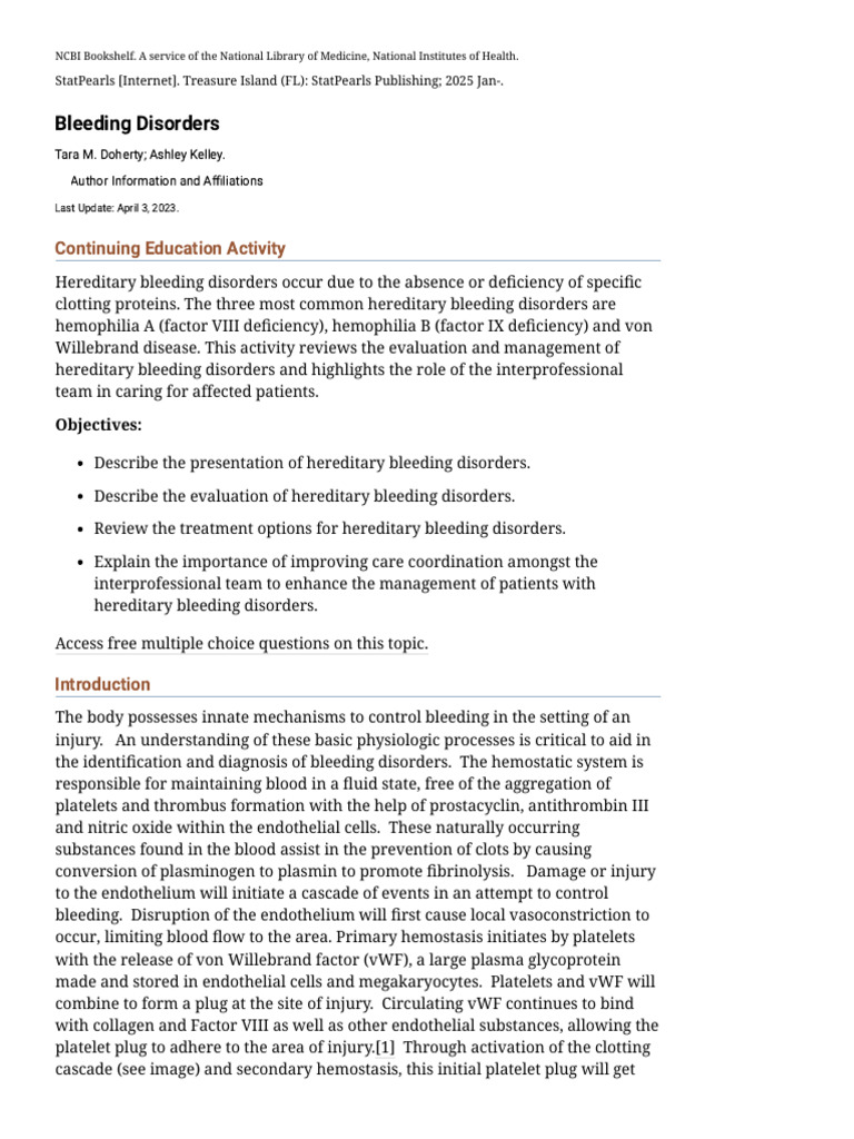 Hereditary Bleeding Disorders Overview | PDF | Coagulation | Bleeding