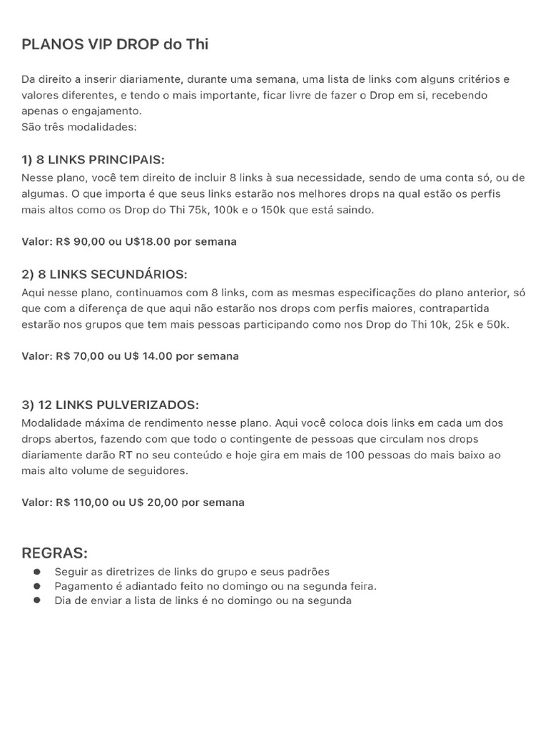 Planos Vip Drop Do Thi | PDF
