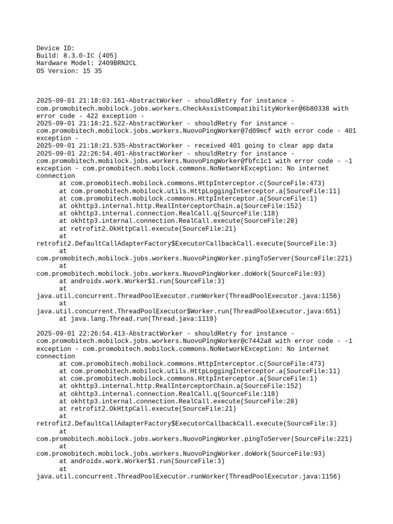 Mobilock Worker Error Log Analysis | PDF | Computer Science | Arm ...