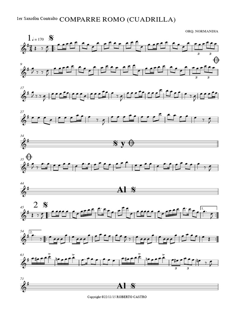 COMPARRE ROMO - 1er Saxofón Contralto | PDF