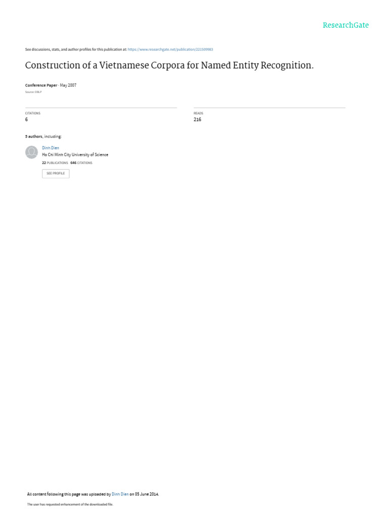 Vietnamese Named Entity Corpus Construction | PDF | Annotation ...