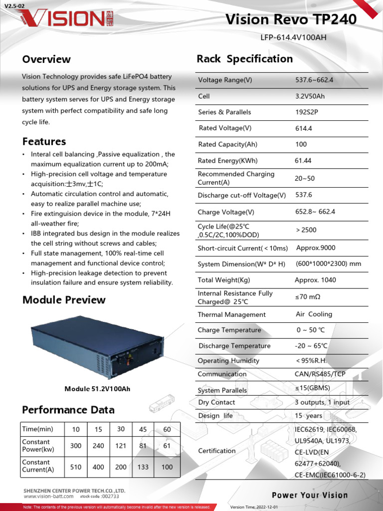 Revo TP240(614.4V100Ah) Specification en V2.5 02 | PDF | Electricity ...