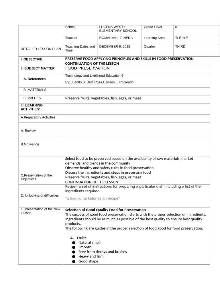 Week 9 Day 1-5 Jan 16-20 | PDF | Food Preservation | Pickling