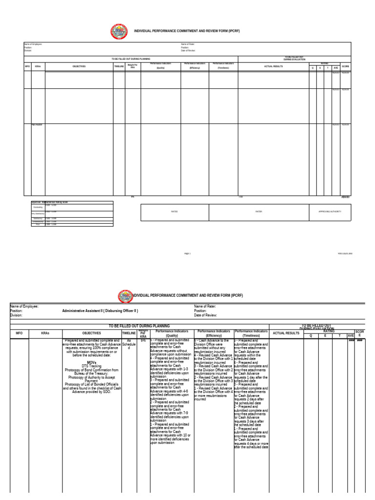 Individual Performance Review Form | PDF | Receipt | Money
