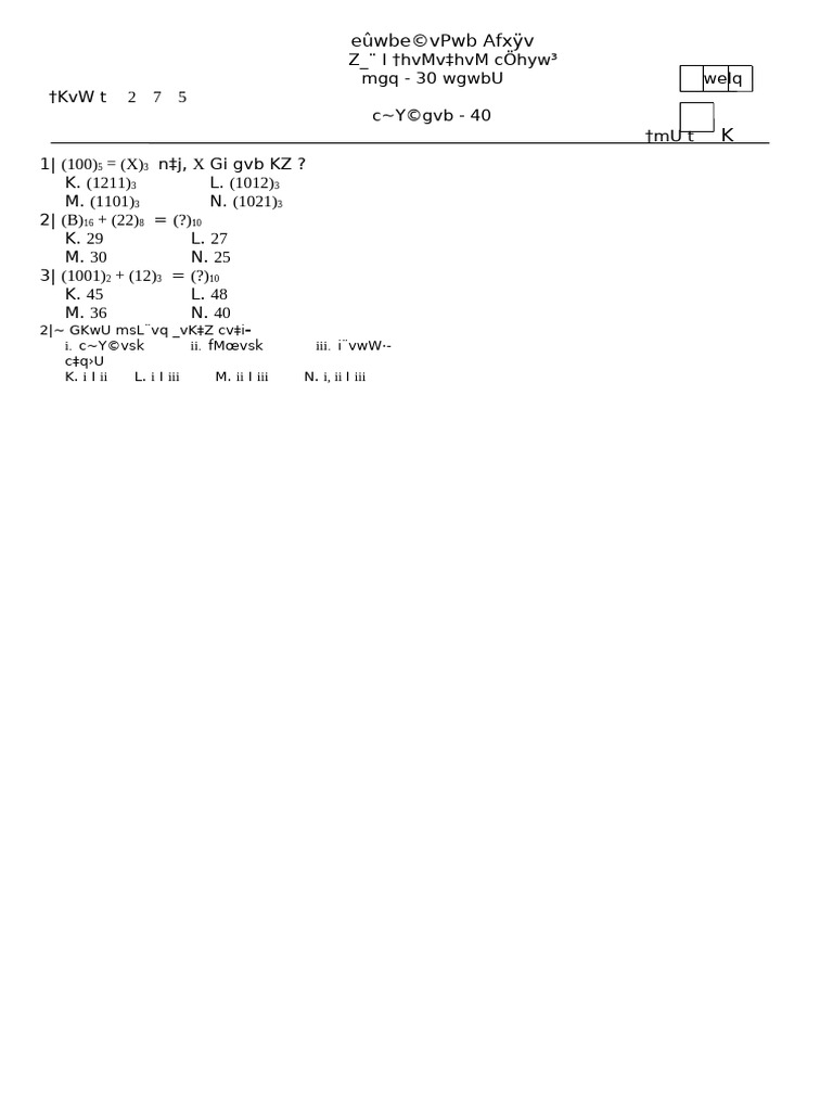 Number System Conversion Questions | PDF | Ebcdic | Character Encoding