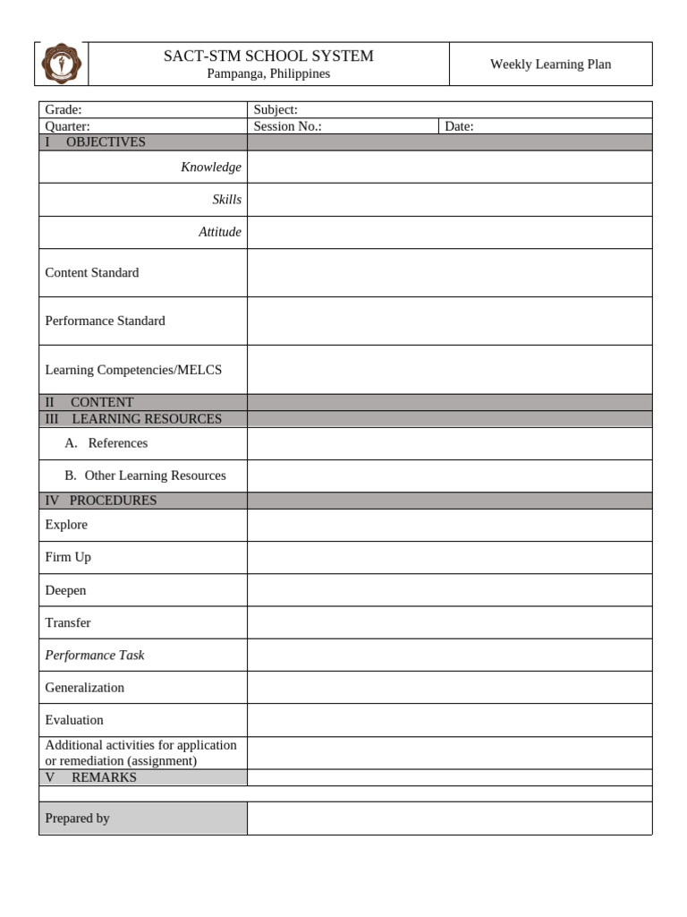 Learning Plan Template 1 2 | PDF