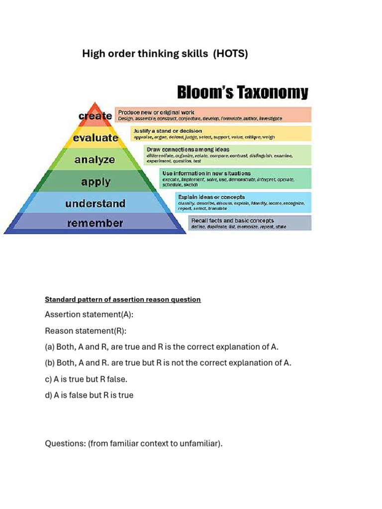 High Order Thinking Skills Questions | PDF | Electric Current | Lever