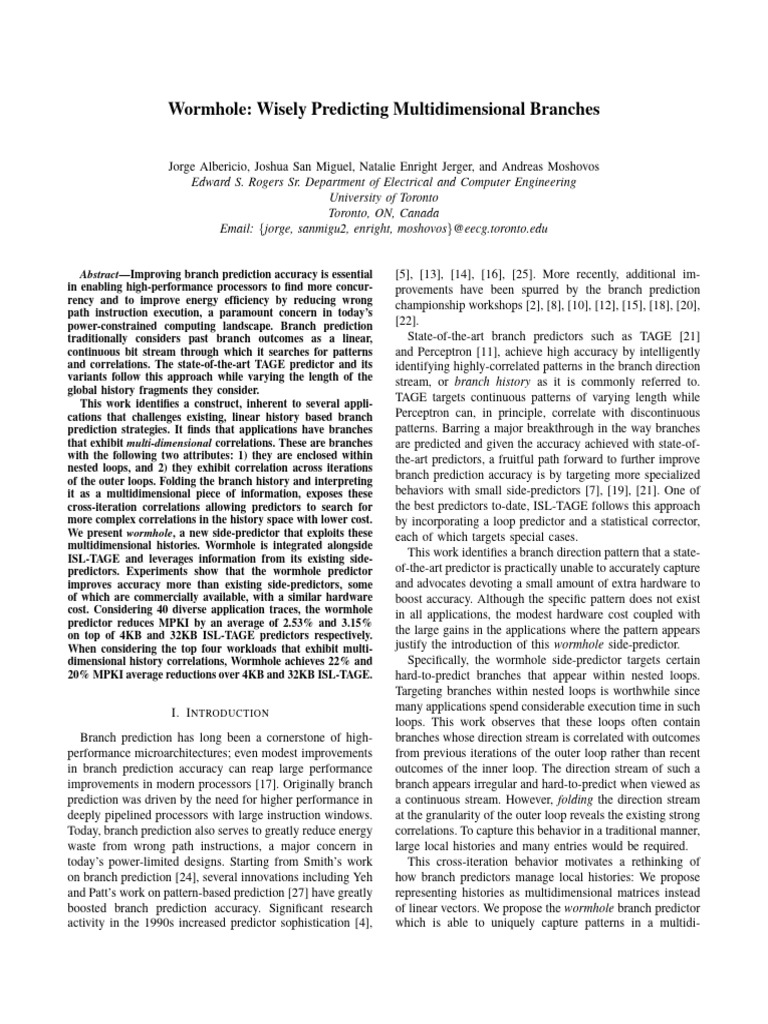 Multidimensional Branch Prediction Insights | PDF | Computer ...