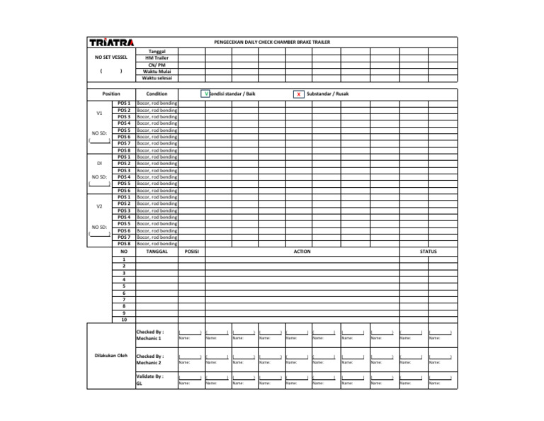 Daily Trailer Brake Inspection Report | PDF