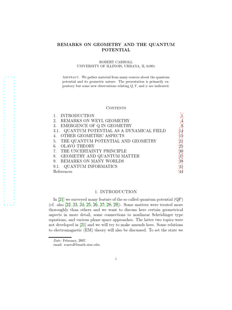 Quantum Potential and Geometry Insights | PDF | Gauge Theory | Spacetime