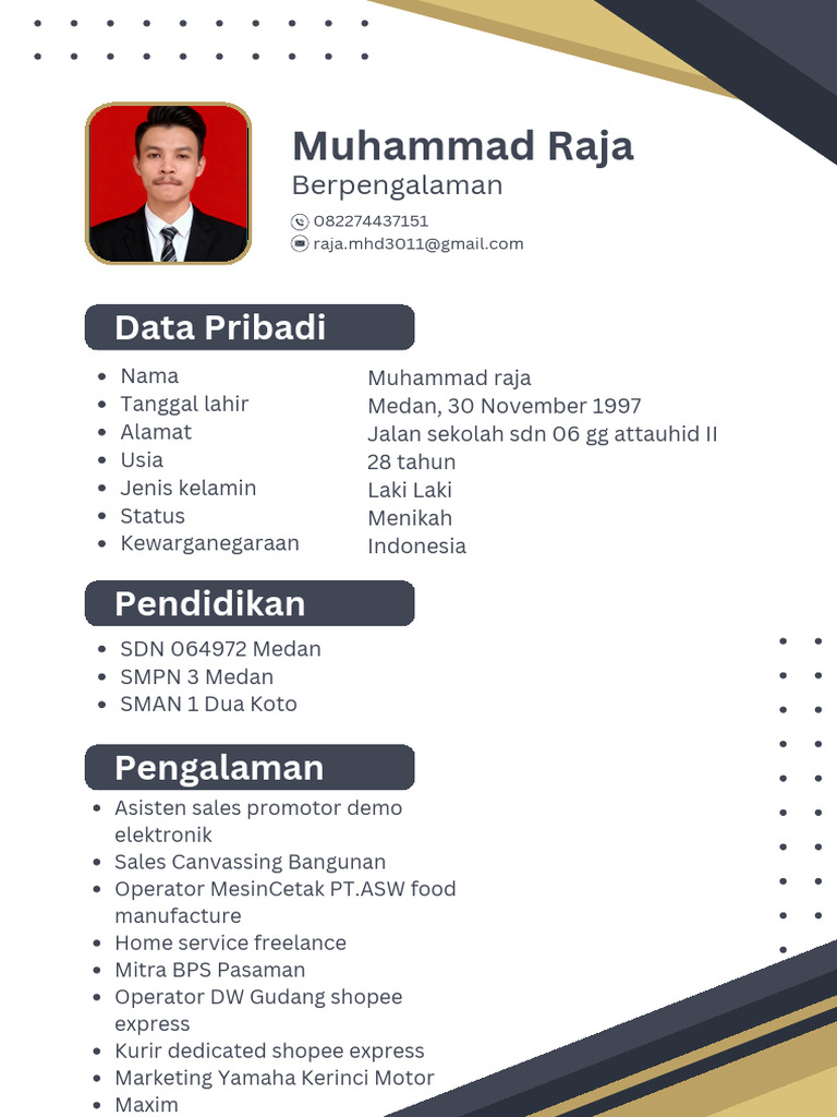 Profil Lengkap Muhammad Raja 28 Tahun | PDF