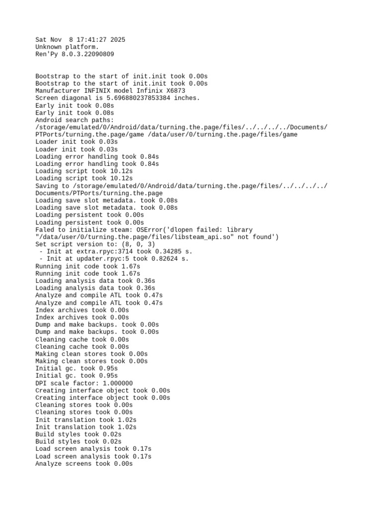 Ren'Py Game Initialization Log | PDF | Booting | Software Engineering