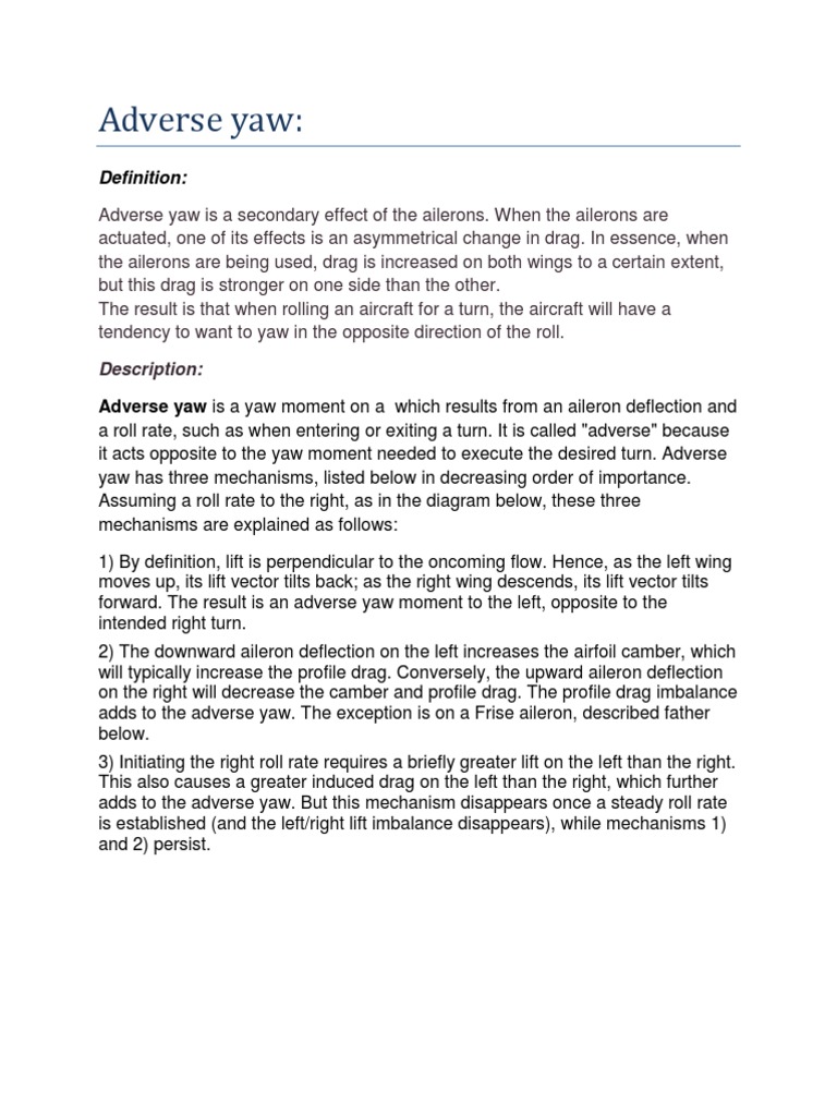 Adverse Yaw Pdf Aileron Flight