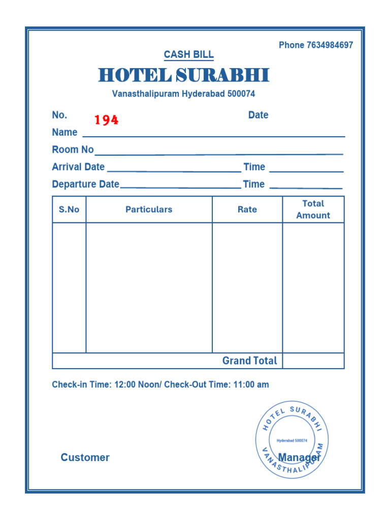 HOtel Bill123 1 | PDF