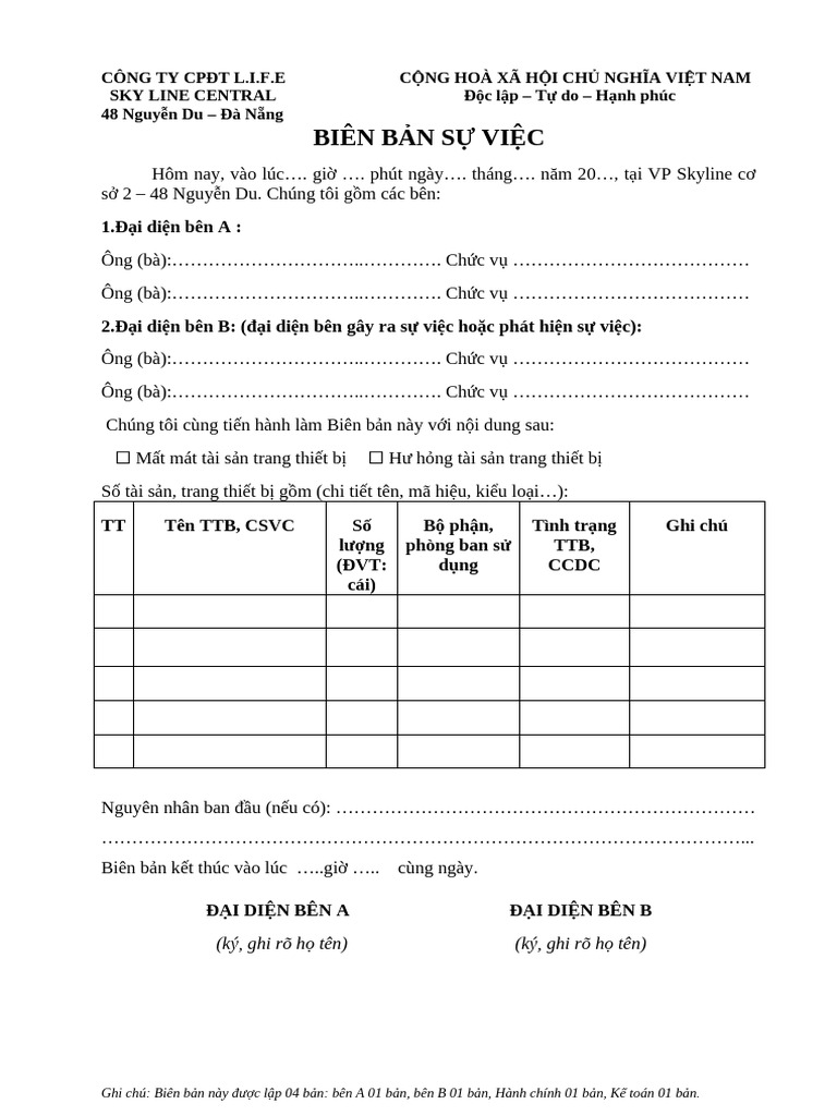 Bien Ban Su Viec | PDF