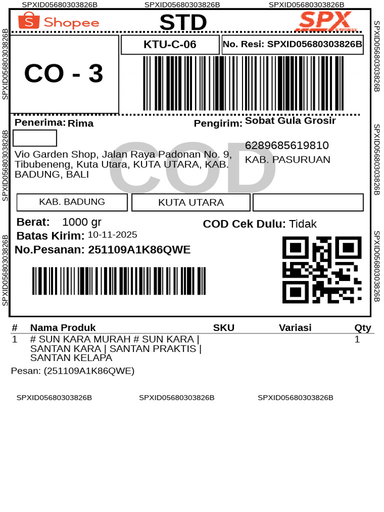 COD Order Confirmation for Vio Garden Shop | PDF