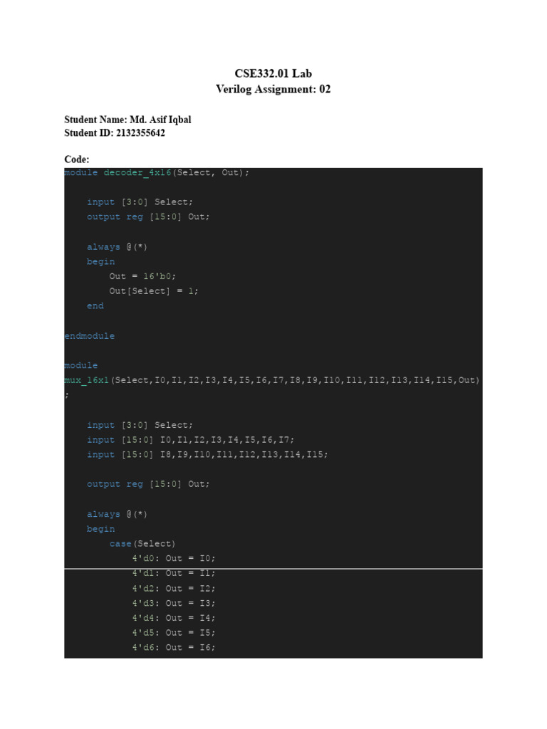 Verilog Decoder and Register File Lab | PDF