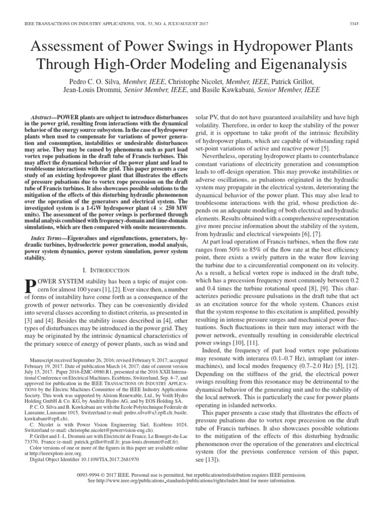 Power Swings in Hydropower Plants | PDF | Electric Power Transmission ...