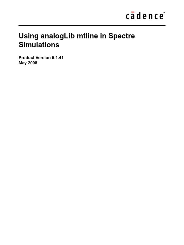Using mtline in Spectre Simulations | PDF | Transmission Line ...