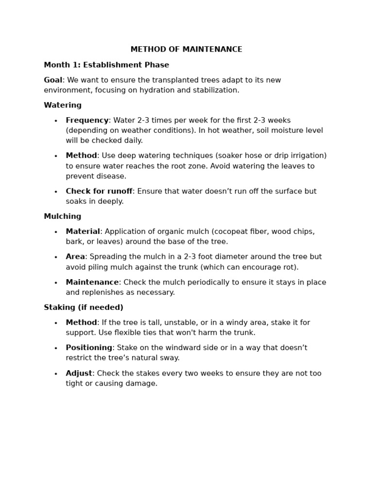 Trees Maintenance Plan 6 Months | PDF | Mulch | Pruning
