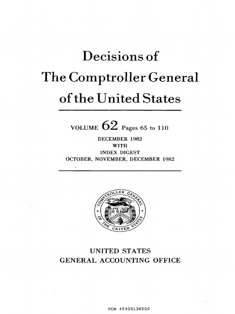 Comptroller General Decisions Dec 1982 | PDF | Government ...