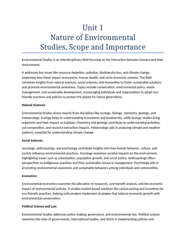 Understanding Environmental Studies Scope | PDF | Ecosystem ...