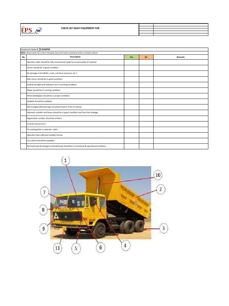 Heavy Equipment Safety Checklist | PDF