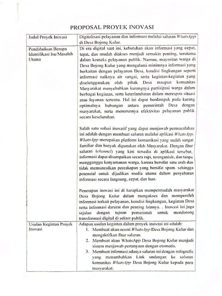 Proposal Proyek Inovasi Ananda Rizkyna | PDF