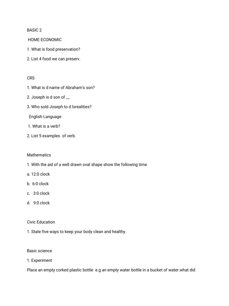 Basic Education Topics Overview | PDF