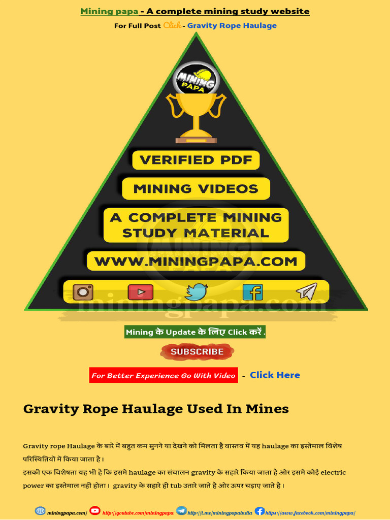 Gravity Rope Haulage PDF by Mining Papa | PDF