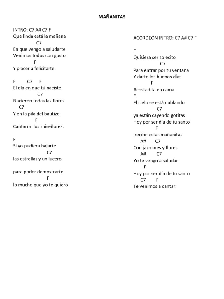 Letras de Canciones Tradicionales Mexicanas | PDF