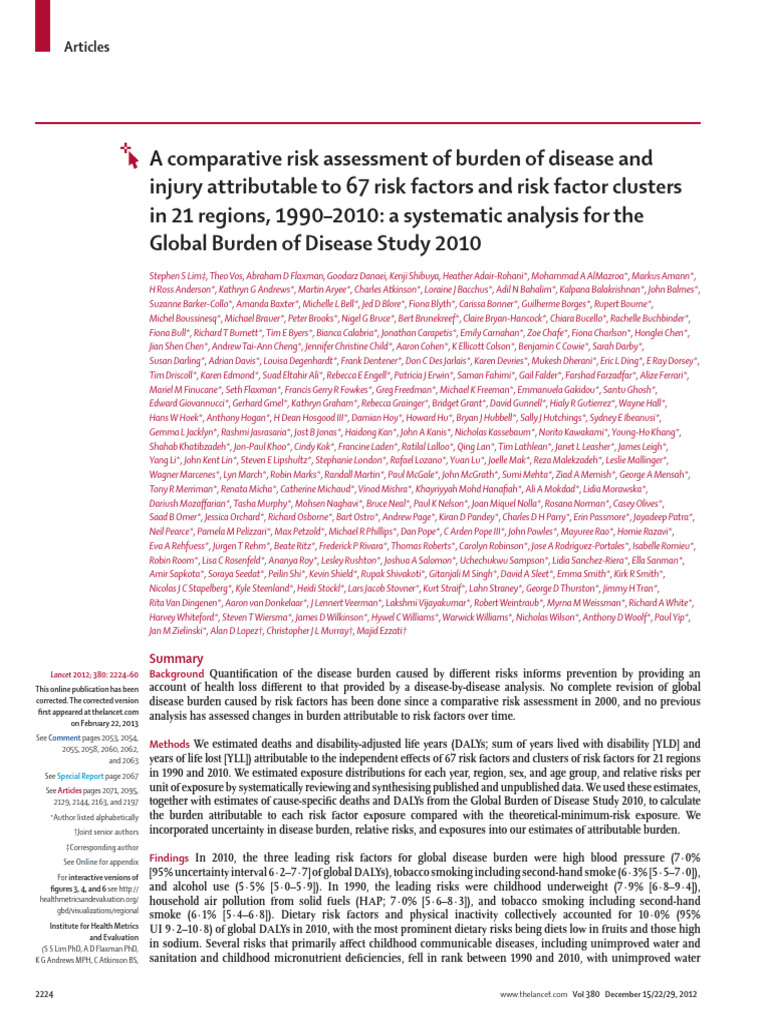 A Comparative Risk Assessment of Burden of Disease and Injury ...