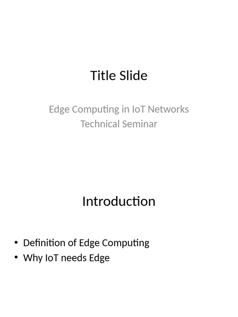 Edge Computing for IoT Networks | PDF