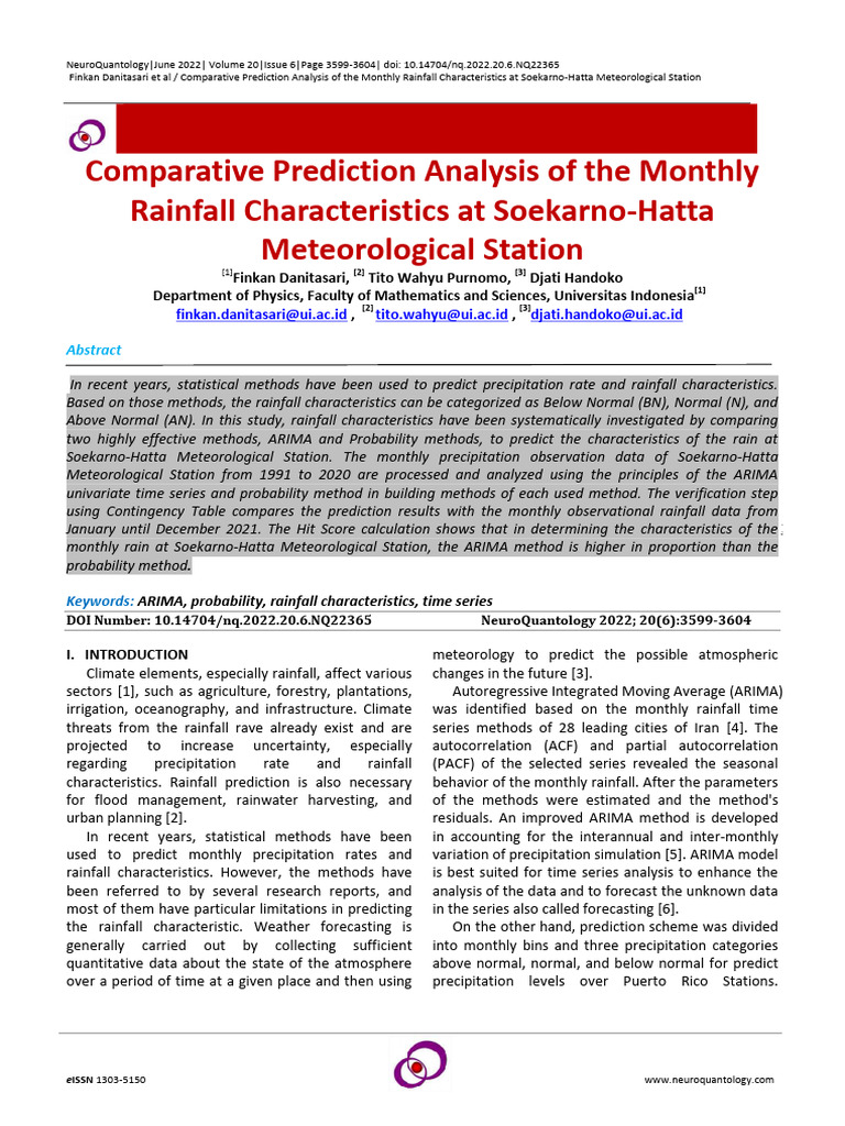 Rainfall Prediction at Soekarno-Hatta | PDF | Autoregressive Integrated ...