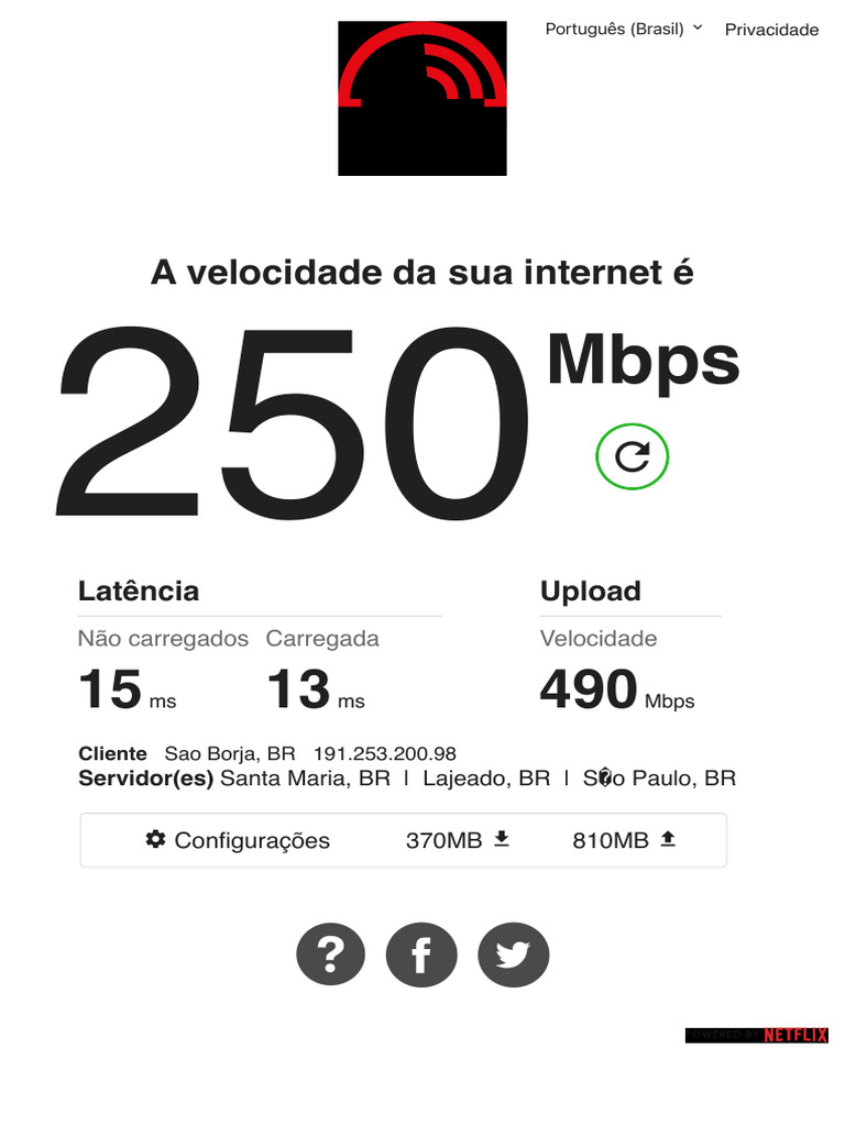 Teste de Velocidade Da Internet Fast - Com 8 | PDF