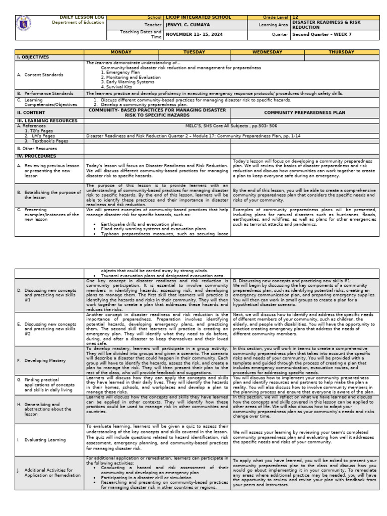 Community Disaster Preparedness Plan | PDF | Emergency Management ...