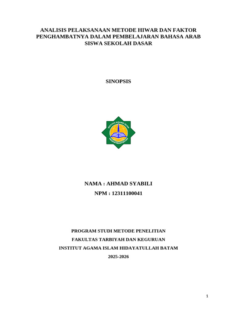 Analisis Metode Hiwar dalam Pembelajaran Arab | PDF