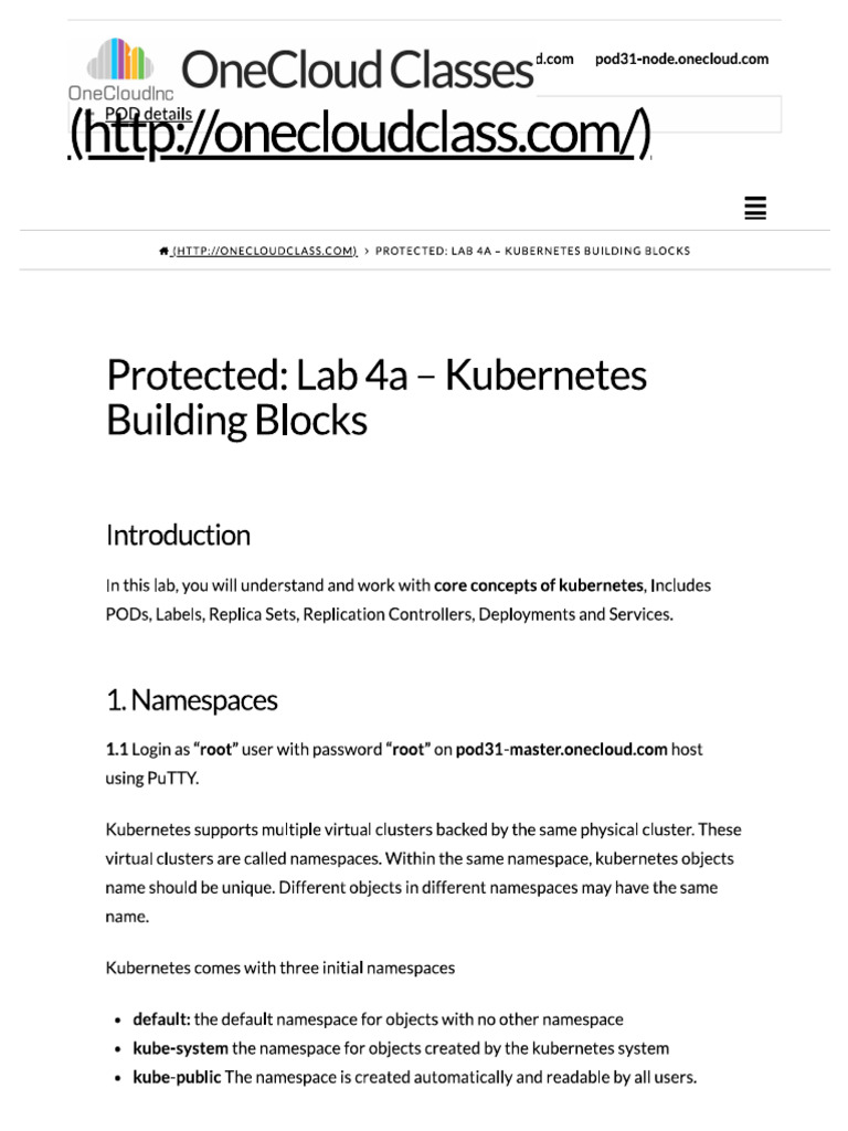 Lab 4a – Kubernetes Building Blocks | PDF