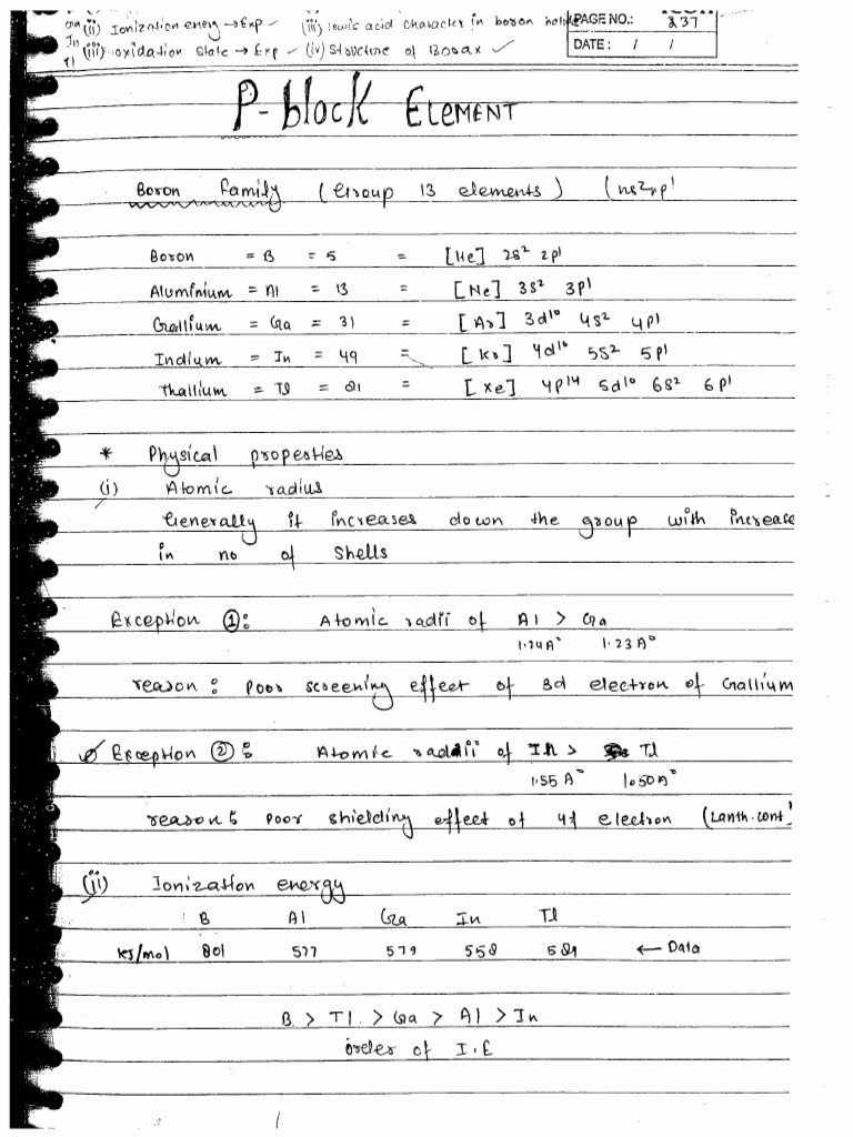 p block elements jee notes anjana maam | PDF
