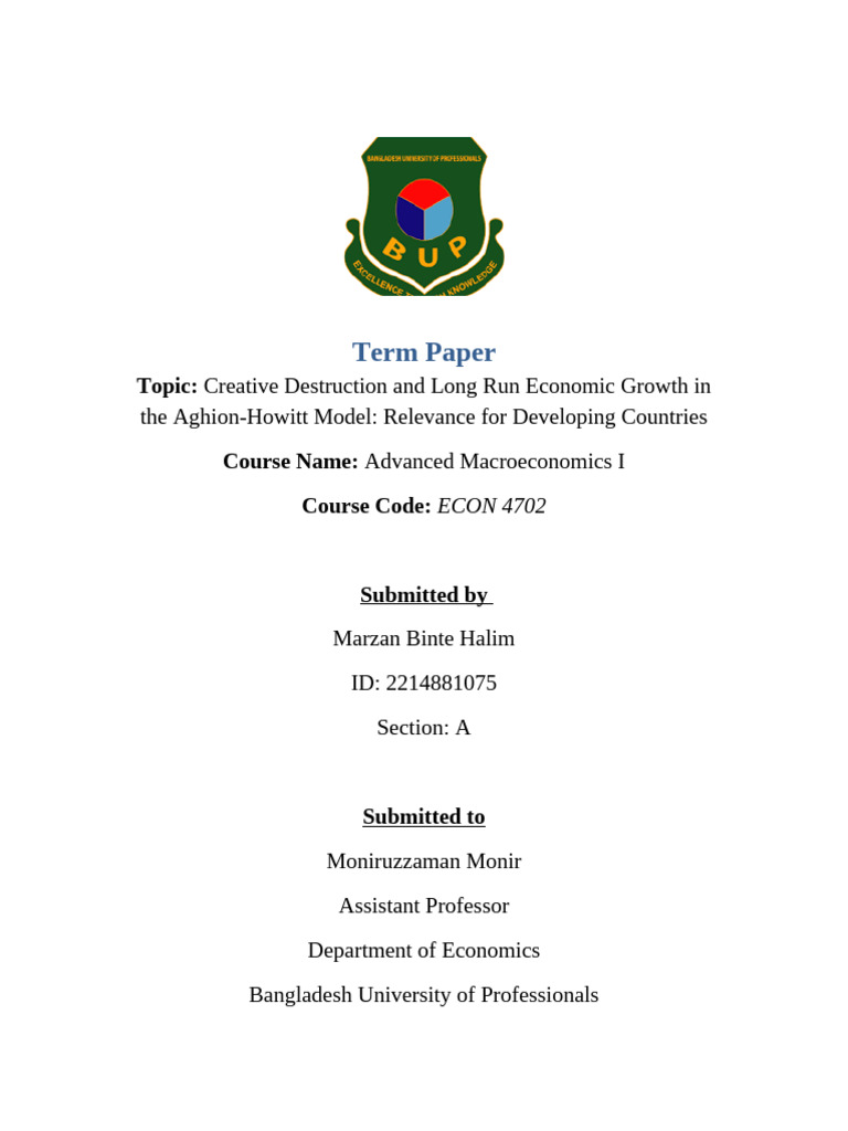 Term Paper: Topic: Course Name: Course Code | PDF
