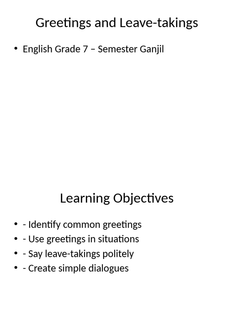 English Greetings and Leave-Takings Guide | PDF