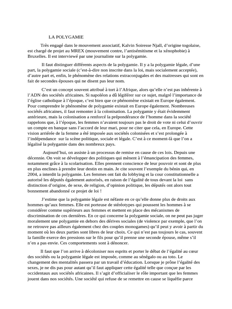 Comprendre la polygamie et ses enjeux | PDF | Afrique | Polygamie