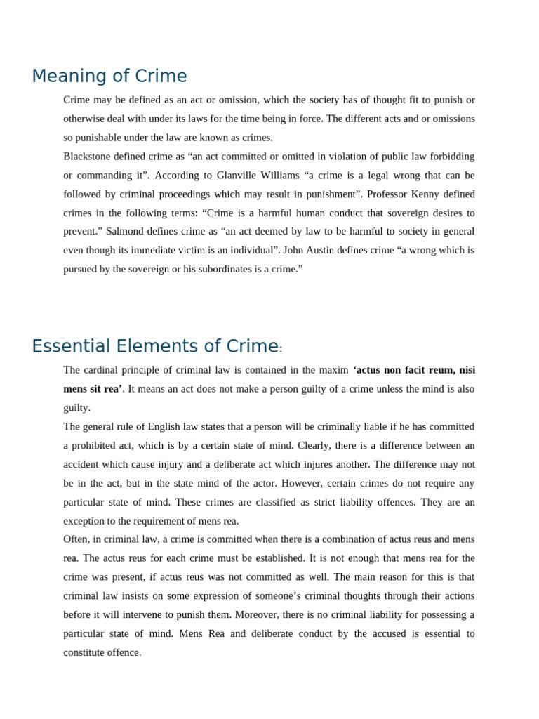 Understanding Crime: Actus Reus & Mens Rea | PDF | Aiding And Abetting ...
