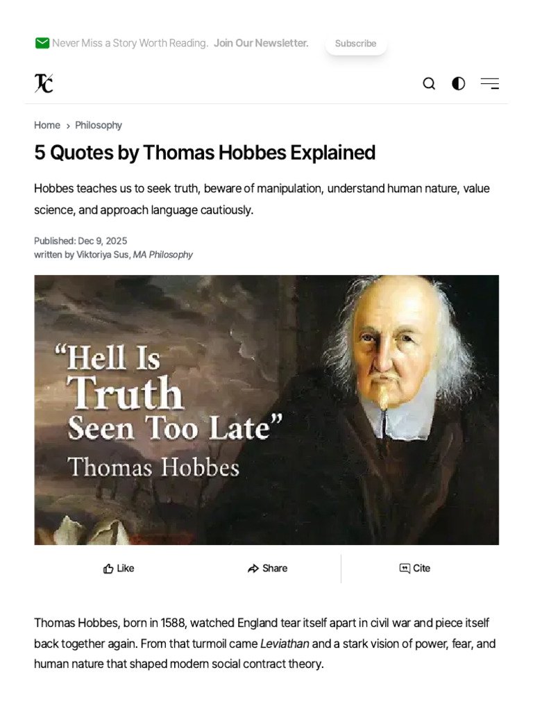 Hobbes' Quotes: Insights on Truth and Conflict | PDF | Causality | Rhetoric
