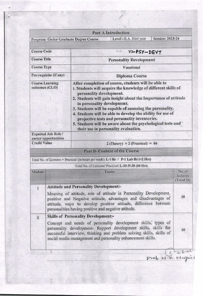 Personality Development Vocational | PDF
