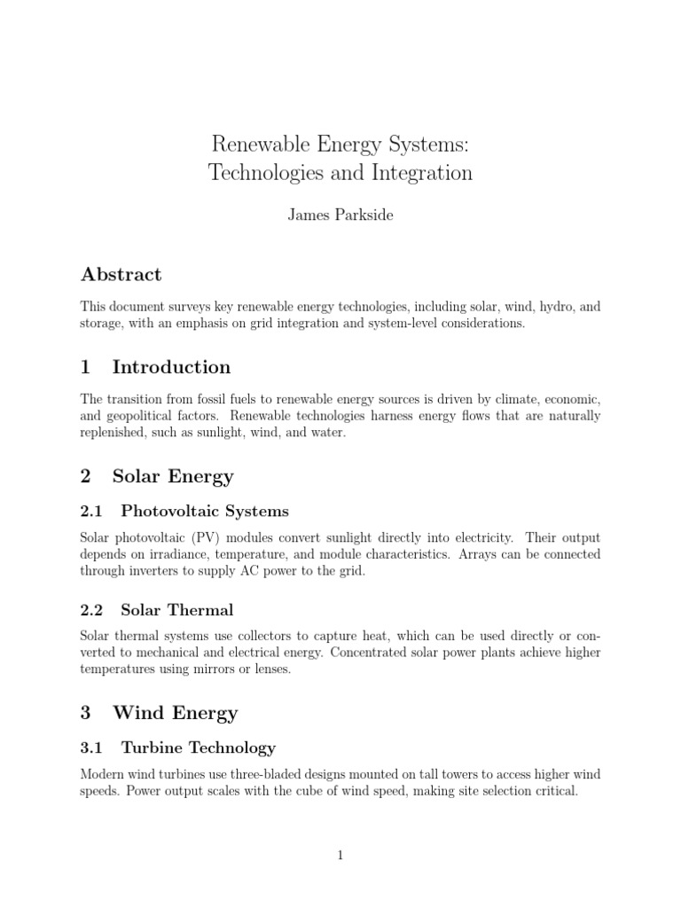 Renewable Energy Technologies Overview | PDF | Solar Power | Renewable ...